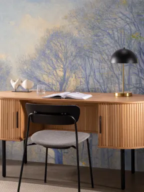 Blue Loosely Painted Forest Mural