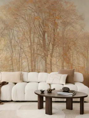 Orange Loosely Painted Forest Mural