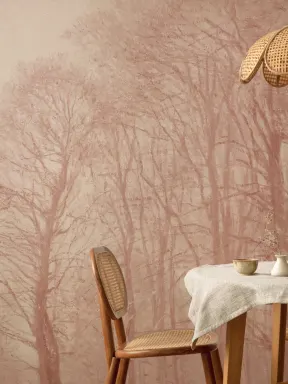 Pink Loosely Painted Forest Mural