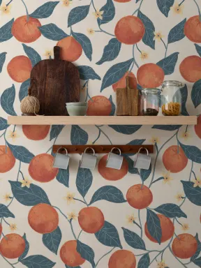 Papier peint panoramique Beige Botanique Oranges