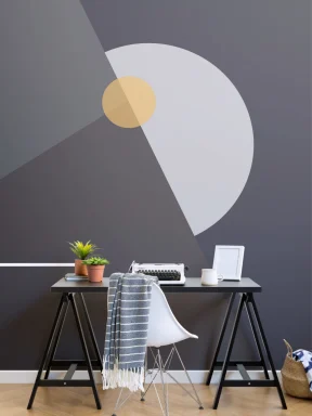 Midt århundre moderne linjer og former Geometrisk fototapet