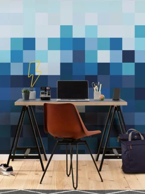 Fototapeta ombre z niebieskimi kwadratami w stylu pikselowym