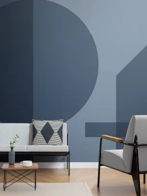 Albastru forme geometrice moderne Bauhaus Wallpaper Mural