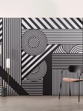 Oriz Geometric Black & White Wallpaper Mural