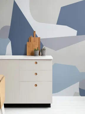 Papier Peint Panoramique Camouflage Bleu et Gris