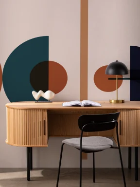 Blått og nøytralt moderne geometrisk fototapet fra midten av århundret