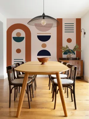 Neutru Mid Century Style Forme Geometrice Wallpaper Mural