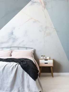 Blue Marble Effect Geometric Wallpaper Mural