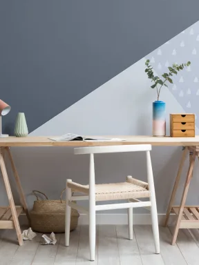 Pastel Blue & Navy Triangle Geometric Prism Wallpaper Mural
