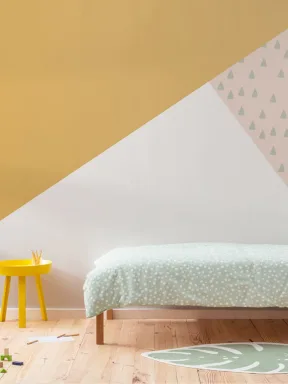 Yellow & Green Triangle Geometric Prism Wallpaper Mural