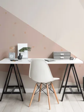 Peach & Cream Pastel Geometric Rays & Dots Wallpaper Mural