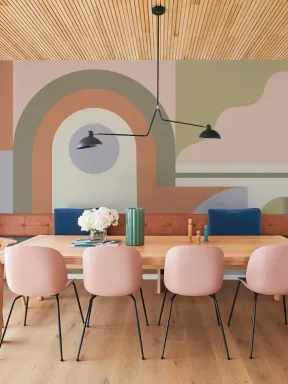 Retro Orange Geometric Design Murale