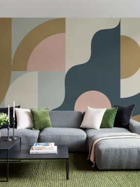 albastru marin Retro Geometric Pattern Abstract murale