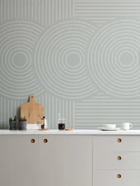 Green Zen Garden Japanese Geometric Wallpaper Mural