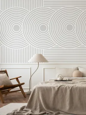 Gray Zen Garden Japanese Geometric Wallpaper Mural
