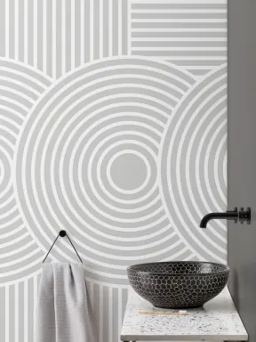 Gray Zen Garden Japanese Geometric Wallpaper Mural