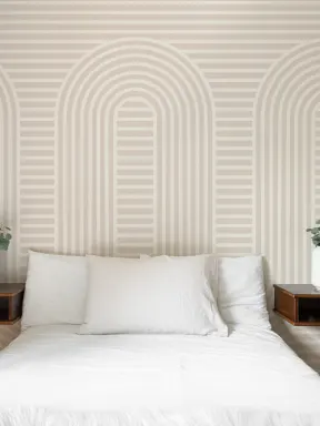 Neutral Zen Garden Curves & Stripes Wallpaper Mural