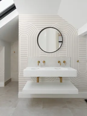 Neutral Zen Garden Curves & Stripes Wallpaper Mural