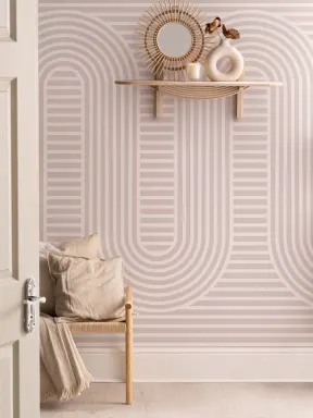Pink Zen Garden Curves & Stripes Wallpaper Mural