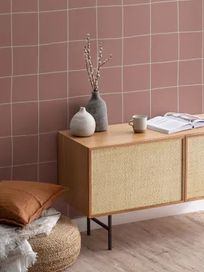 Modern Pink Grid Repeat Pattern Wallpaper