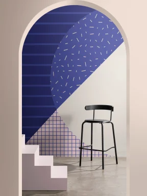 Fototapete Memphis-Style Geometrisch Blau & Rosa