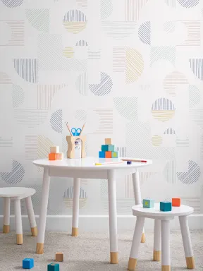 Mustertapete Rapport Abstrakte Geometrische Linien Pastellfarben
