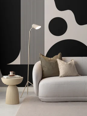 Bold negru și bej Abstract Shapes Wallpaper Mural