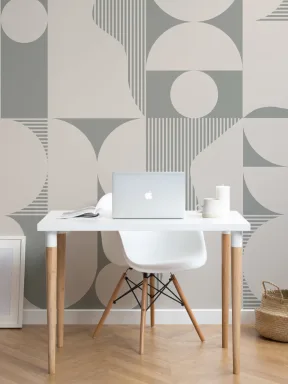 Bold Sage Green Abstract Geometric Wallpaper Mural