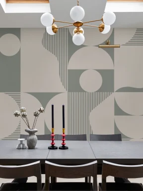 Bold Sage Green Abstract Geometric Wallpaper Mural