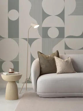 Bold Sage Green Abstract Geometric Wallpaper Mural