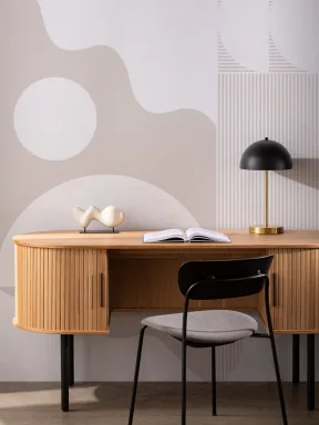 Hvit og beige abstrakt geometrisk fototapet
