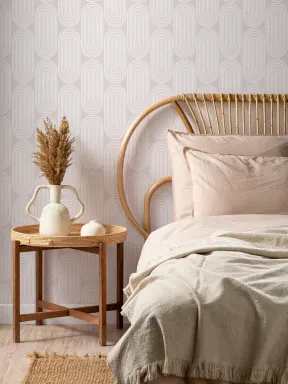 Papel de parede neutro Zen Geometric Curves Repeat Pattern