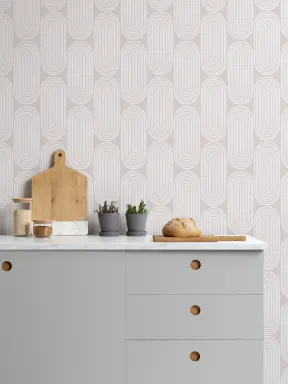 Neutral Zen Geometric Curves Repeat Pattern Wallpaper