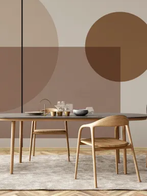 Neutral Mid Century Abstract Geometric Wallpaper Mural