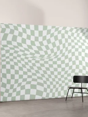 Cool Green Checkered Aesthetic Pattern Wallpaper Mural