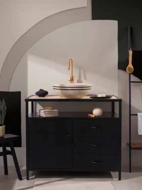 Black and Beige Abstract Shapes Wallpaper Mural