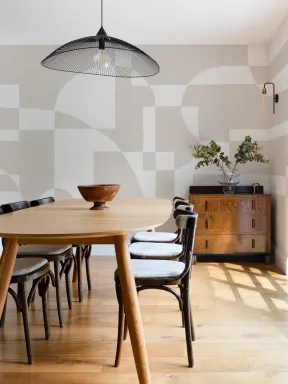 Bej Scandinav Abstract Geometric Mural