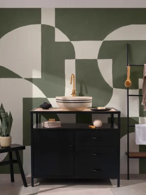 Verde închis Scandinav Abstract Geometric Mural