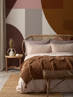 Carta da Parati Geometrica Marrone Stile Mid Century