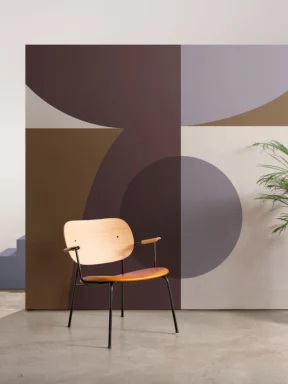 Burgundy Mid-Century Geometric Collage Wall Mural