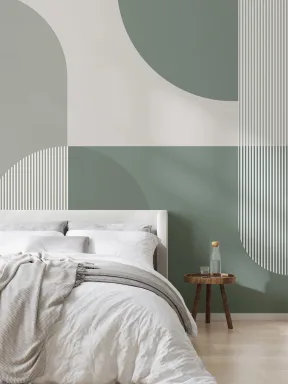 Papier Peint Panoramique géométrique scandinave verte