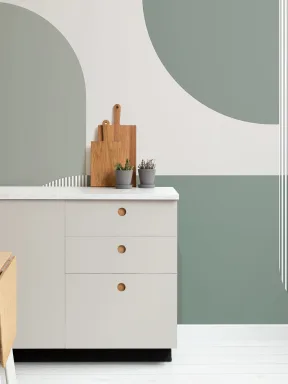 Papier Peint Panoramique géométrique scandinave verte