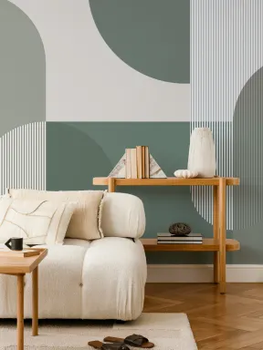 Green Scandinavian Geometric Mural