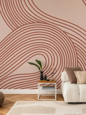 Terrakotta geschwungene Linien Zen-Garten-Muster Fototapete