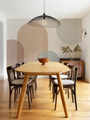 Pastel Retro Geometric Arches Murale