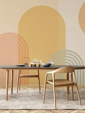 Bright Retro Geometric Arches Mural