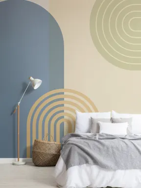 Multi Retro Geometric Arches Mural