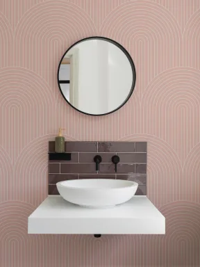 Papier Peint Géométrique Boucle de Lignes Fines Rose