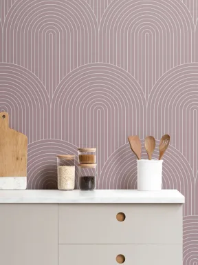 Papier Peint Géométrique Boucle de Lignes Fines Mauves