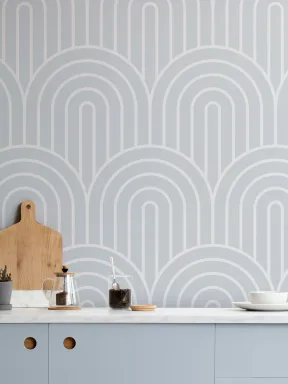 Gray Geometric Infinite Loop Striped Repeat Pattern Wallpaper